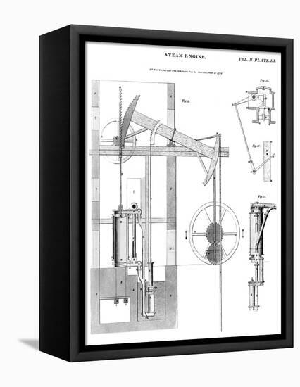 Watt's Steam Engine, Historical Artwork-Library of Congress-Framed Stretched Canvas