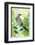 Wattlebird Hiding in the Fernery-Trudy Rice-Framed Art Print