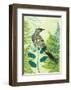Wattlebird Hiding in the Fernery-Trudy Rice-Framed Art Print