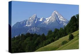 Watzmann Mountain, 2713m, Berchtesgaden, Upper Bavaria, Bavaria, Germany, Europe-Hans-Peter Merten-Stretched Canvas