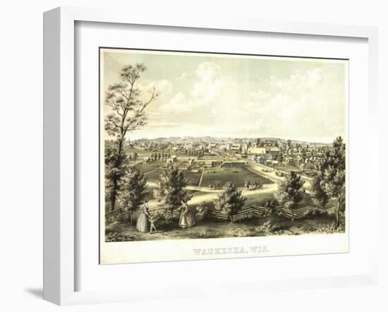 Waukesha, Wisconsin - Panoramic Map-Lantern Press-Framed Art Print