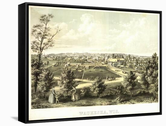 Waukesha, Wisconsin - Panoramic Map-Lantern Press-Framed Stretched Canvas