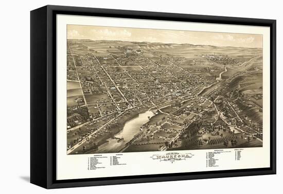 Waukesha, Wisconsin - Panoramic Map-Lantern Press-Framed Stretched Canvas