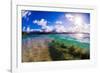 Wave breaking off Popoia Island (Flat Island), Kailua Bay, Oahu, Hawaii-Mark A Johnson-Framed Photographic Print