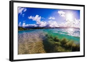 Wave breaking off Popoia Island (Flat Island), Kailua Bay, Oahu, Hawaii-Mark A Johnson-Framed Photographic Print