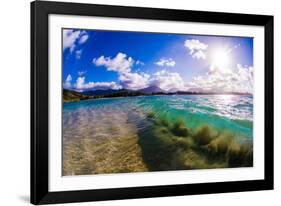 Wave breaking off Popoia Island (Flat Island), Kailua Bay, Oahu, Hawaii-Mark A Johnson-Framed Photographic Print