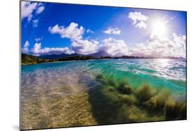 Wave breaking off Popoia Island (Flat Island), Kailua Bay, Oahu, Hawaii-Mark A Johnson-Mounted Photographic Print