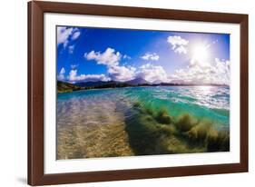 Wave breaking off Popoia Island (Flat Island), Kailua Bay, Oahu, Hawaii-Mark A Johnson-Framed Photographic Print