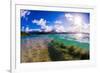 Wave breaking off Popoia Island (Flat Island), Kailua Bay, Oahu, Hawaii-Mark A Johnson-Framed Photographic Print