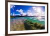 Wave breaking off Popoia Island (Flat Island), Kailua Bay, Oahu, Hawaii-Mark A Johnson-Framed Photographic Print