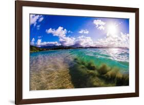 Wave breaking off Popoia Island (Flat Island), Kailua Bay, Oahu, Hawaii-Mark A Johnson-Framed Photographic Print