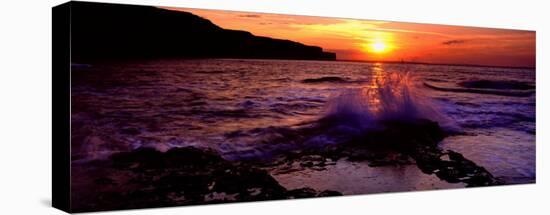 Wave Breaking on Rocks, Bempton, Yorkshire, England, United Kingdom-null-Stretched Canvas