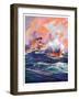 "Wave Breaks over Steamer,"March 21, 1936-Anton Otto Fischer-Framed Premium Giclee Print