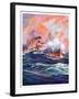 "Wave Breaks over Steamer,"March 21, 1936-Anton Otto Fischer-Framed Giclee Print