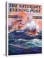 "Wave Breaks over Steamer," Saturday Evening Post Cover, March 21, 1936-Anton Otto Fischer-Stretched Canvas