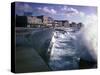 Wave Crashing Against a Breakwater Along the Malecon, a Waterfront Boulevard-Eliot Elisofon-Stretched Canvas