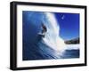 Wave Curling Up Over Surfer-null-Framed Premium Photographic Print