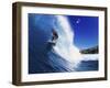 Wave Curling Up Over Surfer-null-Framed Photographic Print