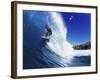 Wave Curling Up Over Surfer-null-Framed Photographic Print