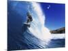 Wave Curling Up Over Surfer-null-Mounted Photographic Print