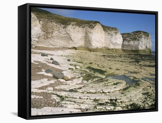 Wave-Cut Platform, and Chalk Cliffs, Flamborough South Landing, Yorkshire, England-Tony Waltham-Framed Stretched Canvas
