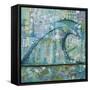 Wave Fish-Zwart-Framed Stretched Canvas