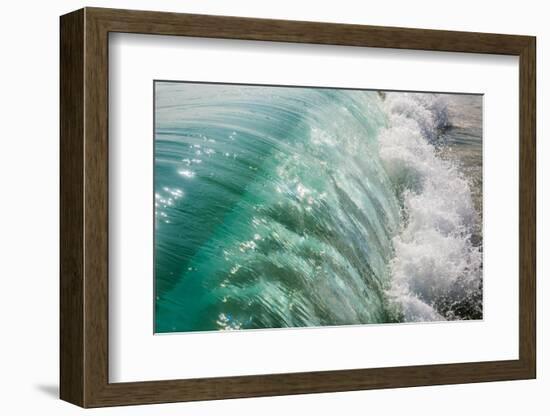 Wave folding over as it breaks in Kailua Bay, Oahu, Hawaii-Mark A Johnson-Framed Photographic Print