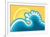 Wave In Ocean.Water Nature Background With Sun In Hot Sunny Day-GeraKTV-Framed Art Print