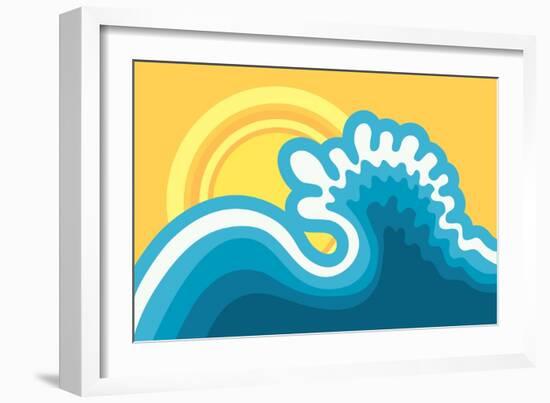Wave In Ocean.Water Nature Background With Sun In Hot Sunny Day-GeraKTV-Framed Art Print