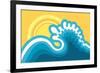 Wave In Ocean.Water Nature Background With Sun In Hot Sunny Day-GeraKTV-Framed Premium Giclee Print