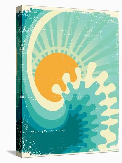 Wave In Ocean.Water Nature Background With Sun.Vintage-GeraKTV-Stretched Canvas
