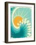 Wave In Ocean.Water Nature Background With Sun.Vintage-GeraKTV-Framed Art Print