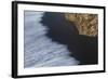 Wave Patterns On Beach Of Black Volcanic Sand. Dyrholaey. Iceland-Oscar Dominguez-Framed Photographic Print