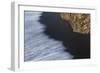 Wave Patterns On Beach Of Black Volcanic Sand. Dyrholaey. Iceland-Oscar Dominguez-Framed Photographic Print