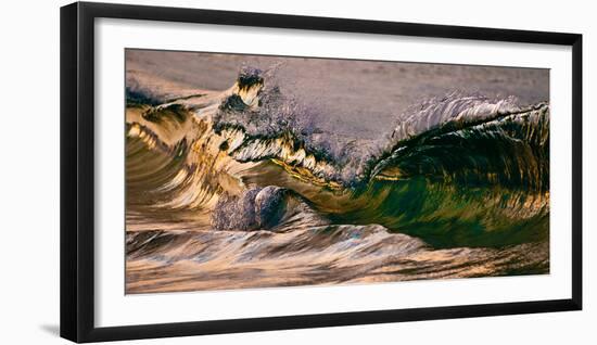 Wave Warp-Wave breaking on the beach, Kirra, Queensland, Australia-Mark A Johnson-Framed Photographic Print
