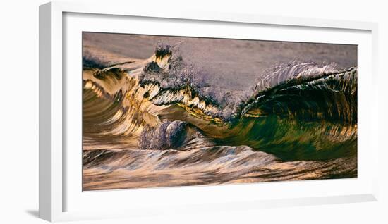 Wave Warp-Wave breaking on the beach, Kirra, Queensland, Australia-Mark A Johnson-Framed Photographic Print