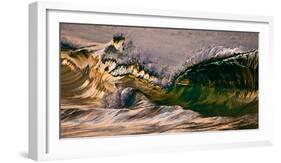 Wave Warp-Wave breaking on the beach, Kirra, Queensland, Australia-Mark A Johnson-Framed Photographic Print