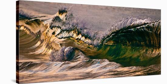 Wave Warp-Wave breaking on the beach, Kirra, Queensland, Australia-Mark A Johnson-Stretched Canvas