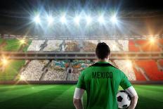 Mexico Football Player Holding Ball against Stadium Full of Mexico Football Fans-Wavebreak Media Ltd-Photographic Print