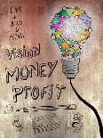 Picture Of Huge Mosaic Light Bulb On Brown Wall Next To Written Down Business Plan-Wavebreak Media Ltd-Art Print