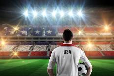 Composite Image of Usa Football Player Holding Ball against Usa National Flag-Wavebreak Media Ltd-Photographic Print