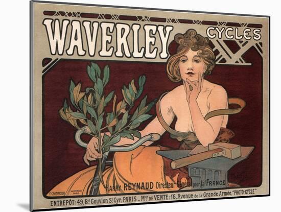 Waverley Cycles, 1896-Alphonse Mucha-Mounted Giclee Print