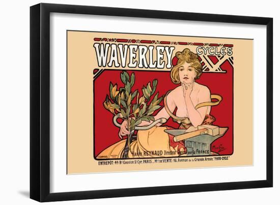 Waverley Cycles-Alphonse Mucha-Framed Art Print