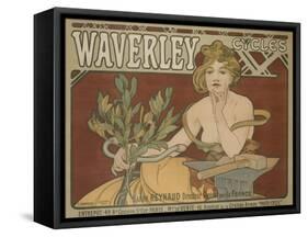 Waverly Cycles Advertising Poster-David Pollack-Framed Stretched Canvas