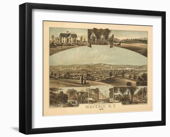 Waverly, New York - Panoramic Map-Lantern Press-Framed Art Print