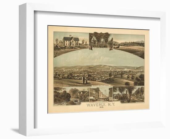 Waverly, New York - Panoramic Map-Lantern Press-Framed Art Print