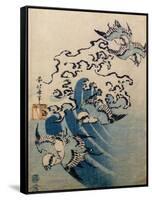 Waves and Birds, circa 1825-Katsushika Hokusai-Framed Stretched Canvas