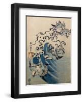 Waves and Birds, circa 1825-Katsushika Hokusai-Framed Premium Giclee Print