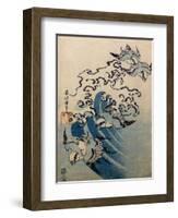 Waves and Birds, circa 1825-Katsushika Hokusai-Framed Giclee Print