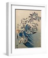 Waves and Birds, circa 1825-Katsushika Hokusai-Framed Giclee Print